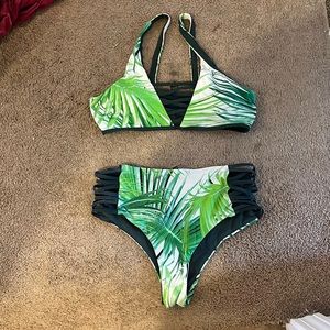 Palm fron pattern bathing suit